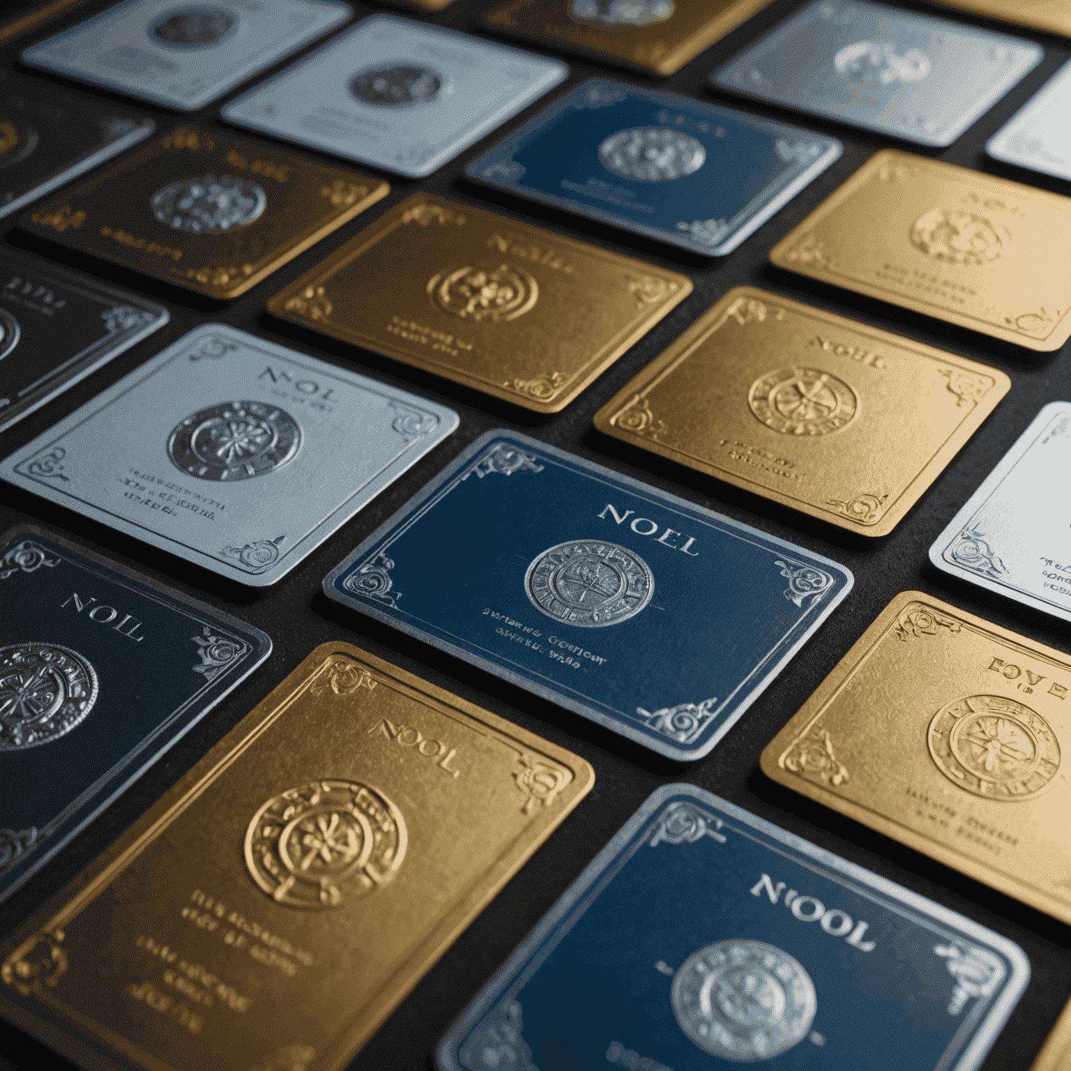 Close-up photo of different types of NOL cards, including Silver, Gold, and Blue cards, arranged on a table