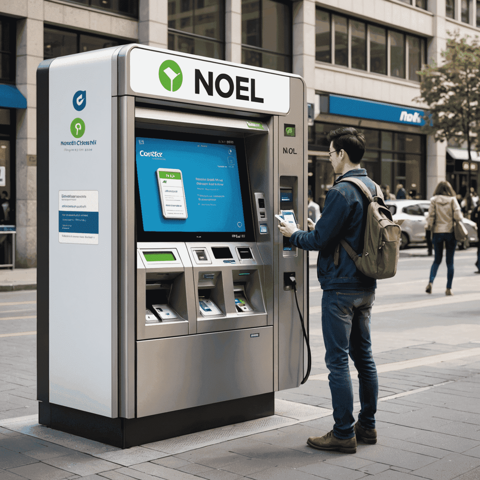 Illustration demonstrating various methods to recharge a NOL card, such as online, at ticket offices, or through ticket vending machines